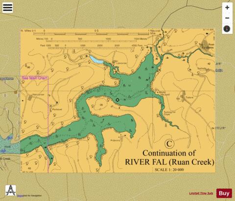 C Continuation of River Fal (Ruan Creek) Marine Chart - Nautical Charts App