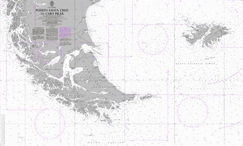 Puerto Santa Cruz to Cabo Pilar including the Falkland Islands Marine Chart - Nautical Charts App