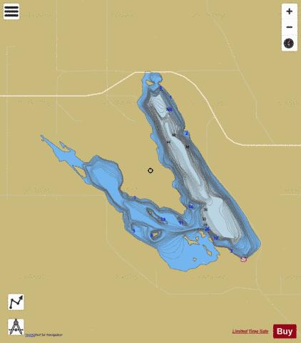 Fork Lake depth contour Map - i-Boating App