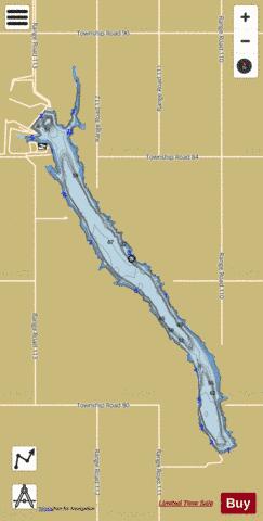 Forty Mile Coulee Reservoir depth contour Map - i-Boating App