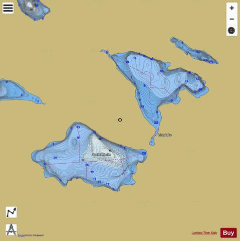 Packrat Lake + Ling Lake depth contour Map - i-Boating App