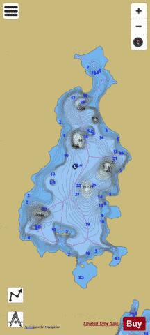 Second Saunders Pond depth contour Map - i-Boating App