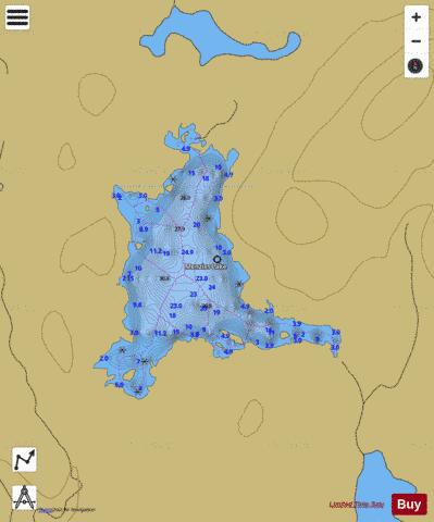 Menzies Lake depth contour Map - i-Boating App