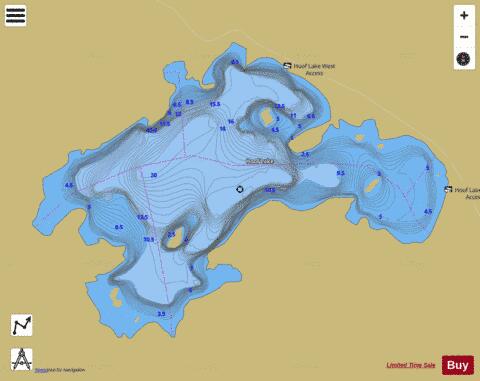 Hoof Lake depth contour Map - i-Boating App