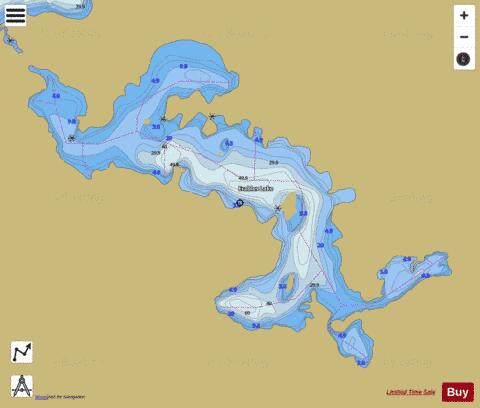 Erables Lake depth contour Map - i-Boating App