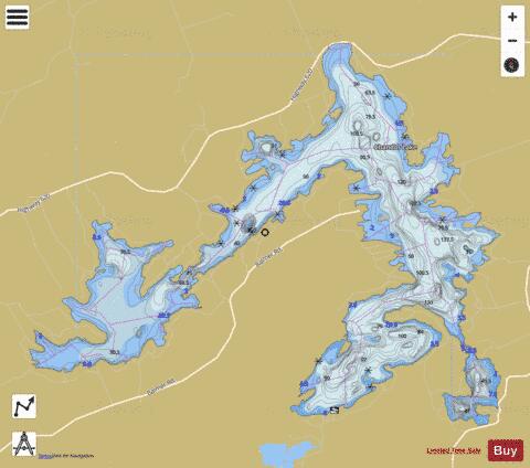 Chandos Lake depth contour Map - i-Boating App