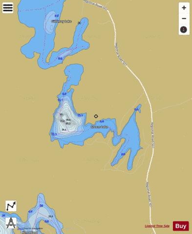 Greens Lake depth contour Map - i-Boating App