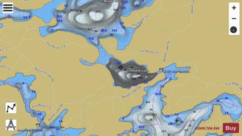 Cavendish Lake depth contour Map - i-Boating App