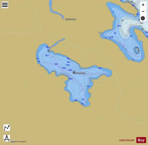 Old Mans Lake depth contour Map - i-Boating App