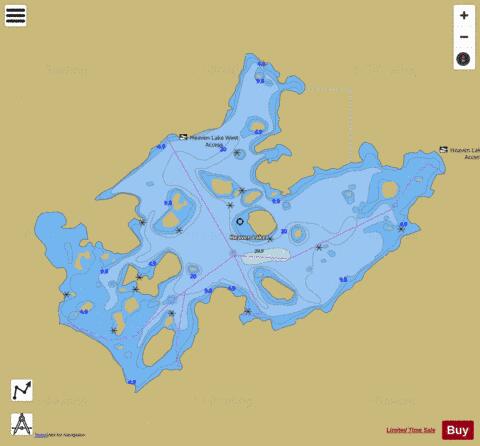 Heaven Lake depth contour Map - i-Boating App