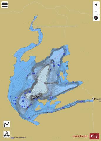 Hazelwood Lake depth contour Map - i-Boating App