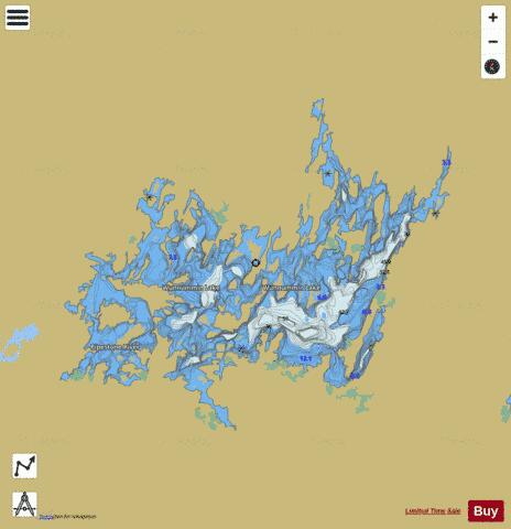 Wunnummin Lake depth contour Map - i-Boating App