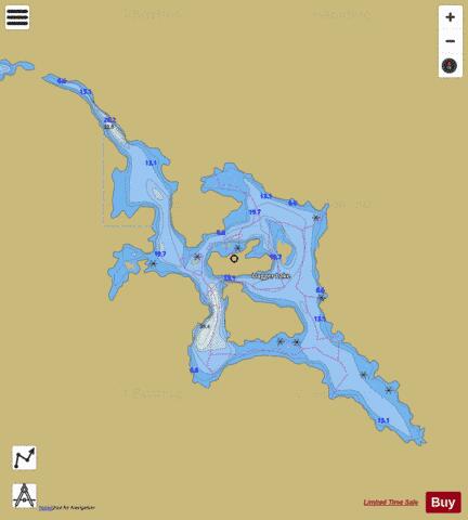 Dagger Lake depth contour Map - i-Boating App