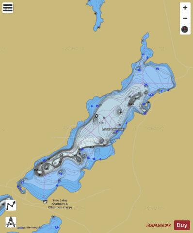 Lower Twin Lake depth contour Map - i-Boating App