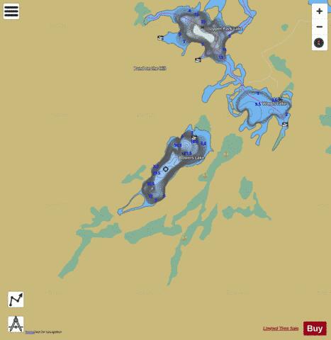 Bowers Lake depth contour Map - i-Boating App