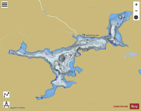 Kioshkokwi Lake depth contour Map - i-Boating App