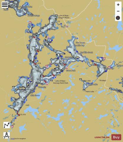 Lake of Bays depth contour Map - i-Boating App