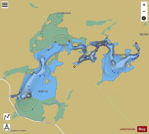 Stump + High Falls Lake depth contour Map - i-Boating App