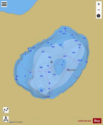 Listen Lake depth contour Map - i-Boating App