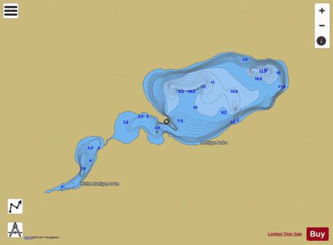 Mahigan Lake depth contour Map - i-Boating App