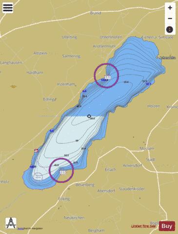 Simssee depth contour Map - i-Boating App