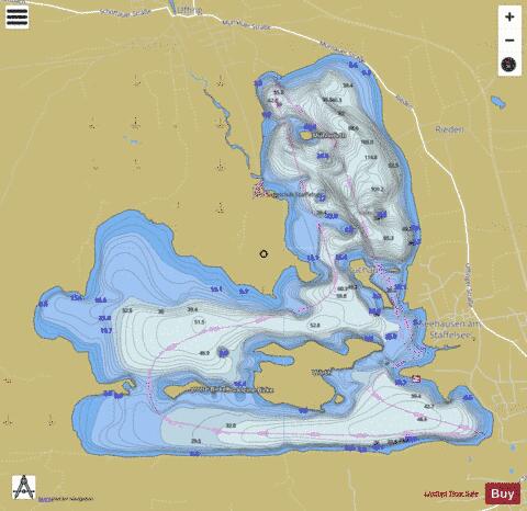 Staffelsee depth contour Map - i-Boating App