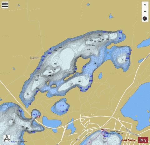 Trammer Lake depth contour Map - i-Boating App