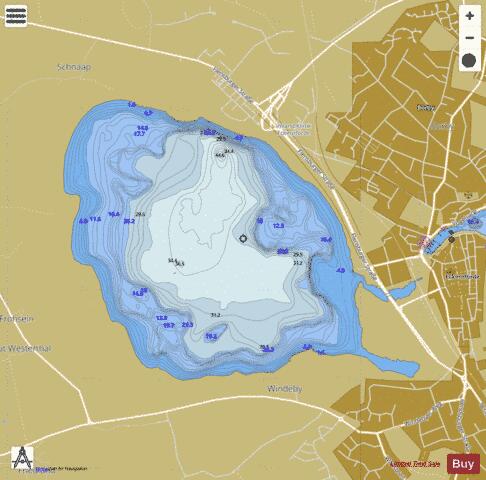 Windebyer Noor depth contour Map - i-Boating App