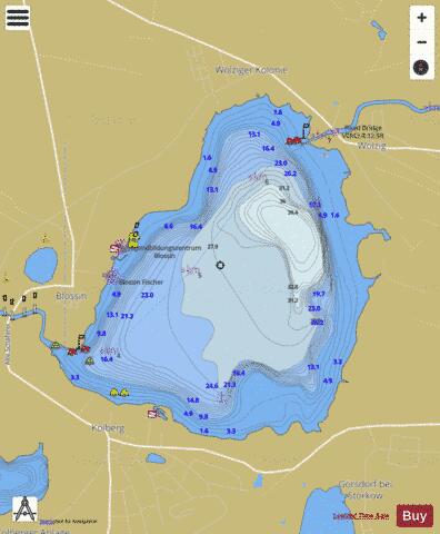 Wolziger See depth contour Map - i-Boating App