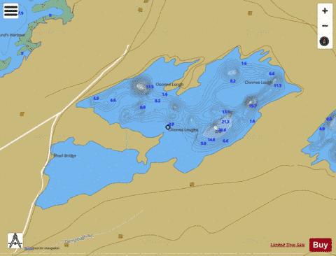 Cloonee Lough Middle depth contour Map - i-Boating App