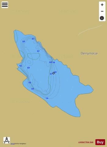 Derrymacar Lough depth contour Map - i-Boating App