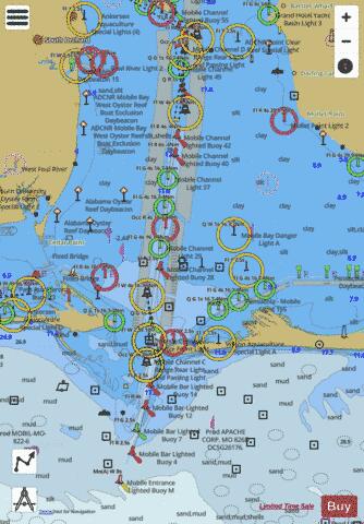 MOBILE BAY APPROACHES AND LOWER HALF Marine Chart - Nautical Charts App