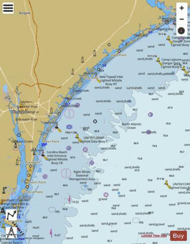 NEW RIVER INLET TO CAPE FEAR NORTH CAROLINA Marine Chart - Nautical Charts App