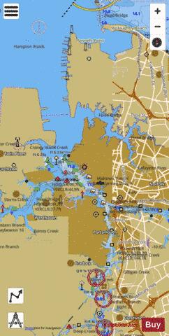 NORFOLK TO GILMERTON 0 MILE OF INTRACOASTAL WATERWAY Marine Chart - Nautical Charts App