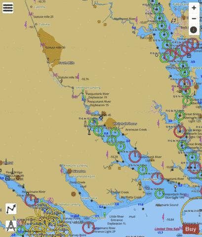 GREAT DISMAL SWAMP CANAL AND PASQUOTANK RVR RTE 2 Marine Chart - Nautical Charts App