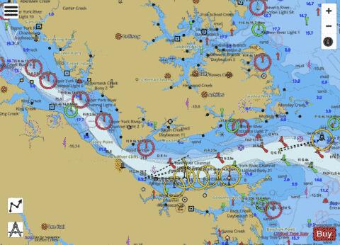 YORK RIVER  YORKTOWN AND VICINITY Marine Chart - Nautical Charts App