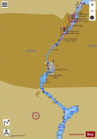 INLAND ROUTE MICHIGAN CHEYBOYGAN RIVER LOCK 3 INSET Marine Chart - Nautical Charts App