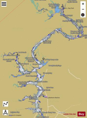 Neely Henry Lake depth contour Map - i-Boating App