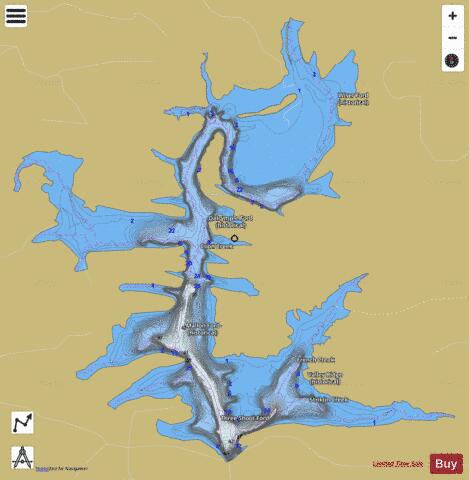Gillham Lake depth contour Map - i-Boating App