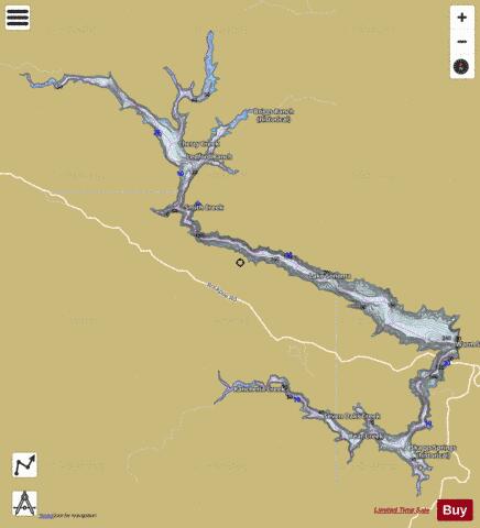 Lake Sonoma depth contour Map - i-Boating App