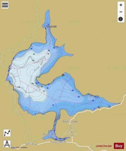 Bucks Lake depth contour Map - i-Boating App
