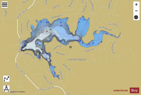 Lake Wildwood depth contour Map - i-Boating App