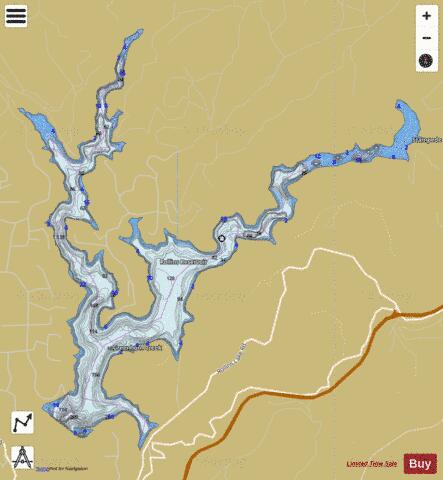Rollins Reservoir depth contour Map - i-Boating App