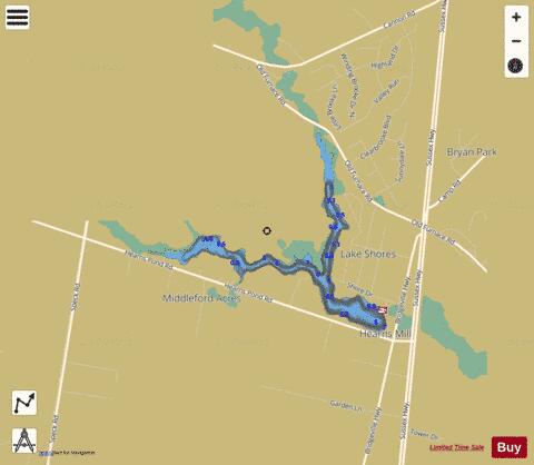 Hearns Pond depth contour Map - i-Boating App