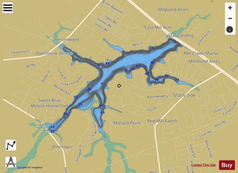 Red Mill Pond depth contour Map - i-Boating App