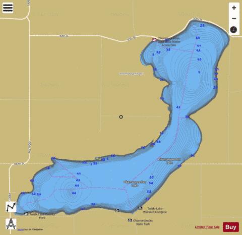 Okamanpeedan (Tuttle) Lake depth contour Map - i-Boating App