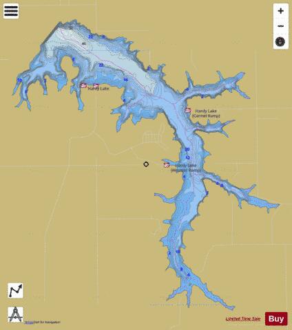 Hardy Lake depth contour Map - i-Boating App