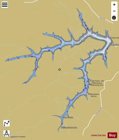 Williamstown Lake depth contour Map - i-Boating App