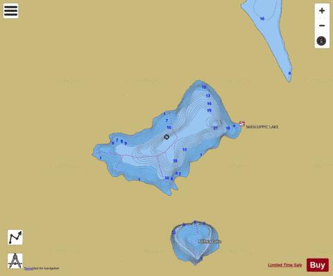 Mascuppic Lake depth contour Map - i-Boating App