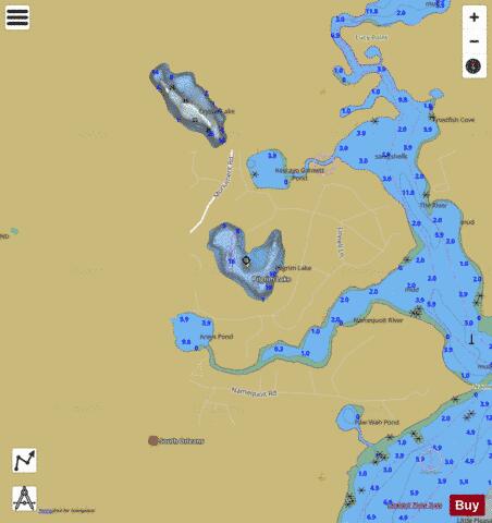 Pilgram Lake depth contour Map - i-Boating App